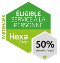 Logo de HEXA coop association de services à la personne permettant de faire bénéficier du crédit d'impôt des 50%